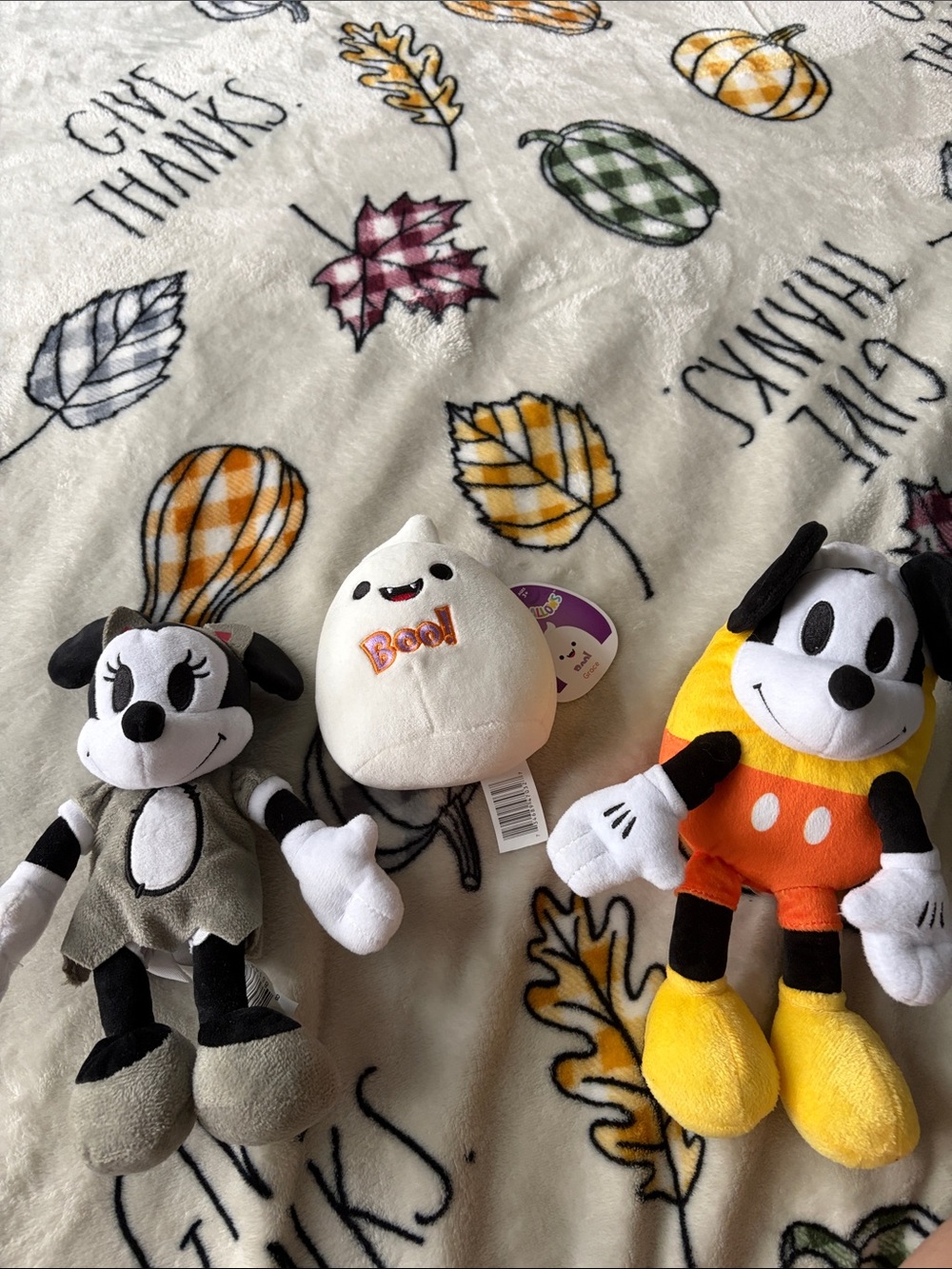 Disney Mickey Mouse & Minnie Halloween Plush Bundle with White 'Boo' Ghost